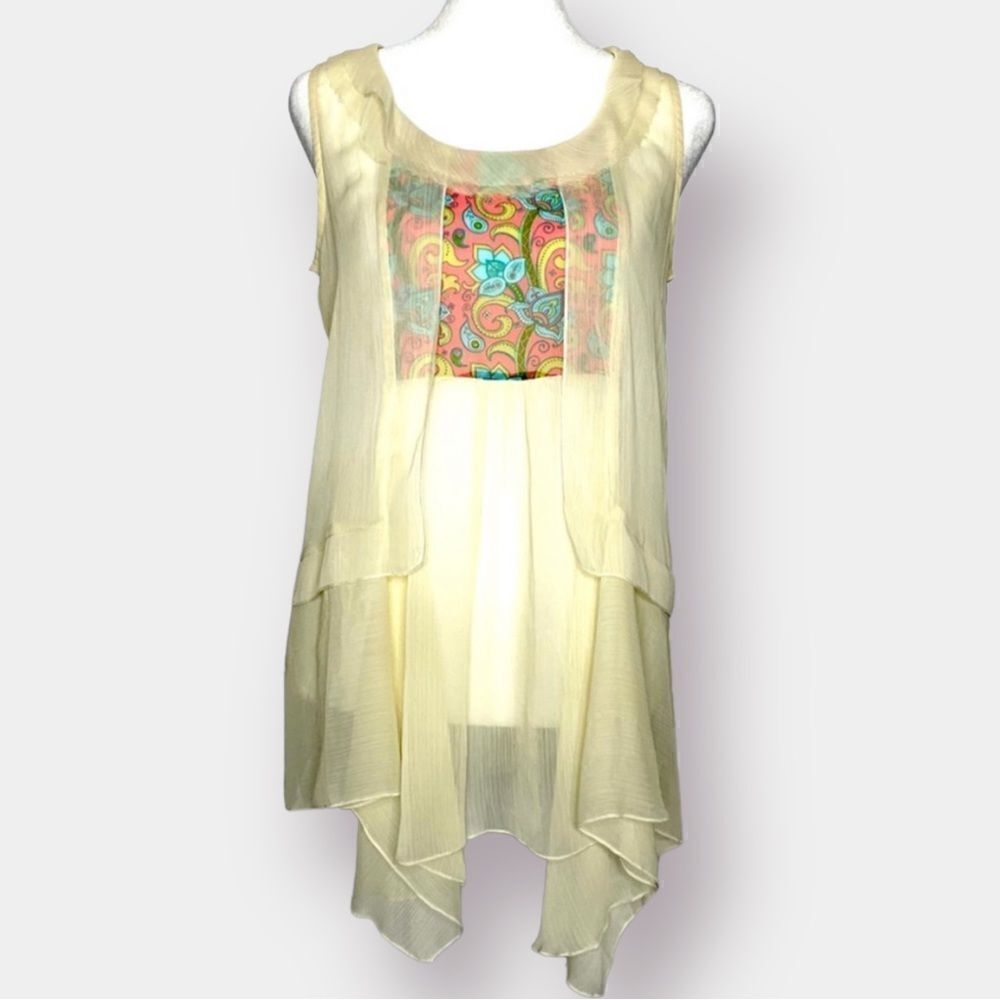 Matilda Jane Off White Palisades Sleeveless Sheer Tank Size Small